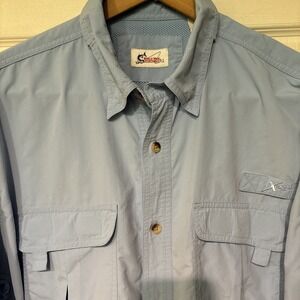 World Wide Sportsman Shirt XL Men's Fishing Vented XPS 100% Nylon Sky Blue *Read